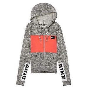 💥VS Pink full zip hoodie marled gray/coral💥